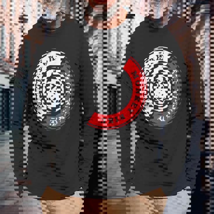 Monkey Bike レッドグラフィック 長袖Tシャツ 高齢者への贈り物