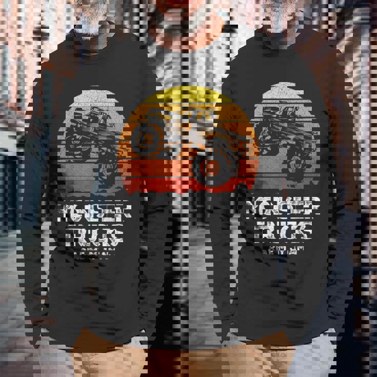 Monster Trucks Are My Jam シャツ モンスタートラック 面白い エンジン 長袖Tシャツ 高齢者への贈り物