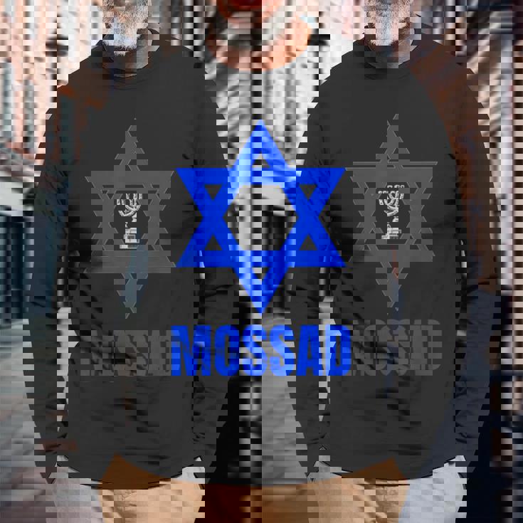 Mossad イスラエル イスラエル シークレットサービス テルアビブ メノラ Idf 長袖Tシャツ 高齢者への贈り物