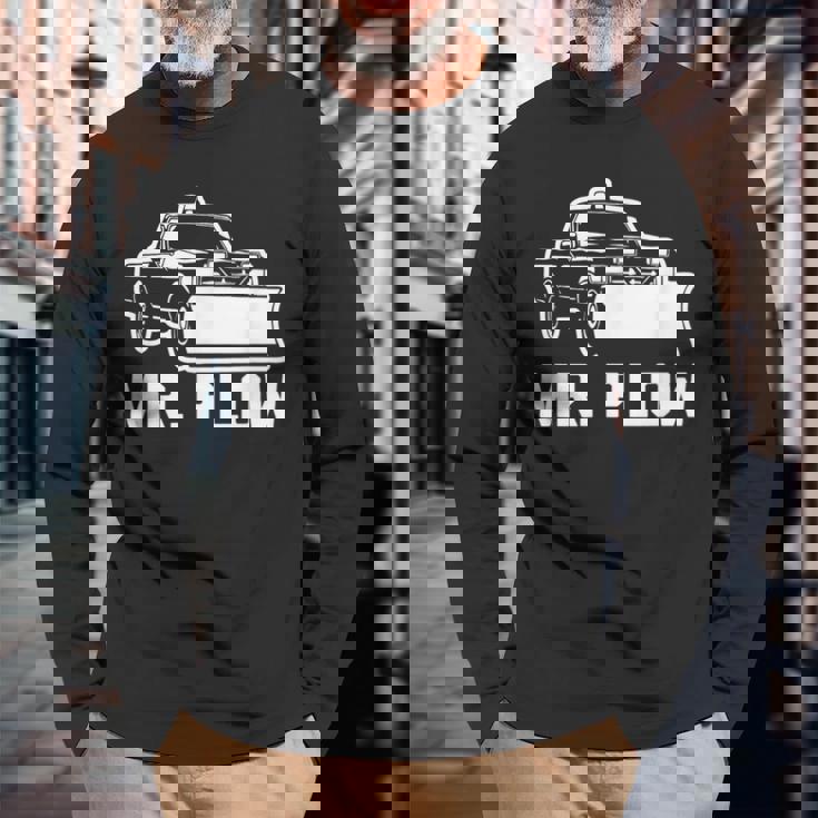 Mr Plow 面白い 皮肉なノベルティプラウトラック 長袖Tシャツ 高齢者への贈り物