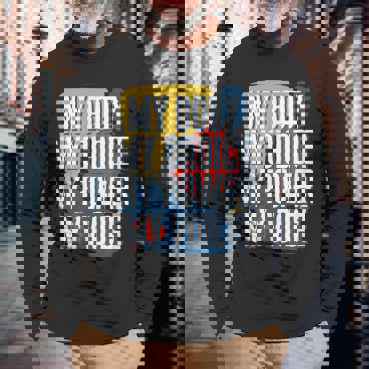 My Body Choice Power Andoice フェミニストポジティブ 長袖Tシャツ 高齢者への贈り物