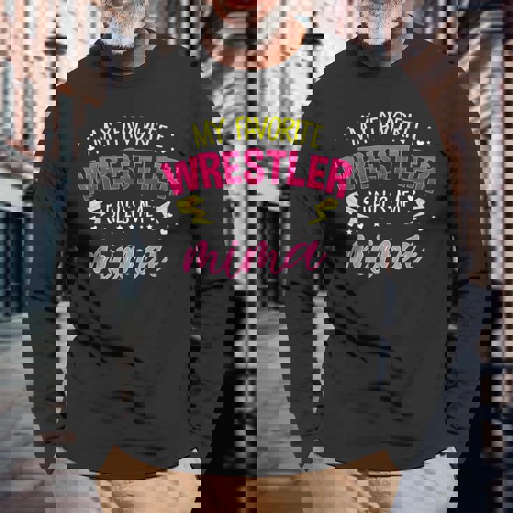My Favorite Wrestler Calls Me Mima マッチングファミリーパーティー 長袖Tシャツ 高齢者への贈り物