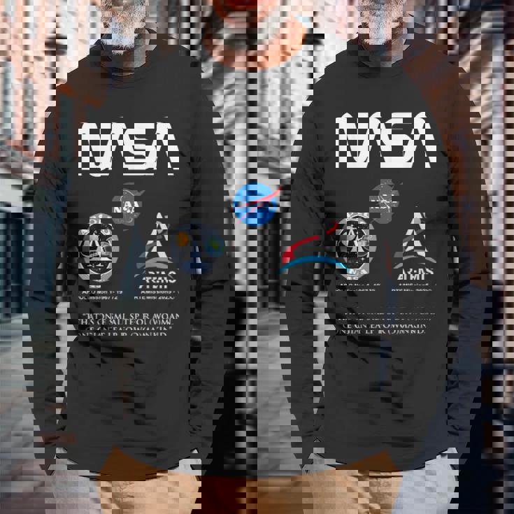 Nasa アポロ アルテミス ミッション ワーム バッジ ロゴ 長袖Tシャツ 高齢者への贈り物