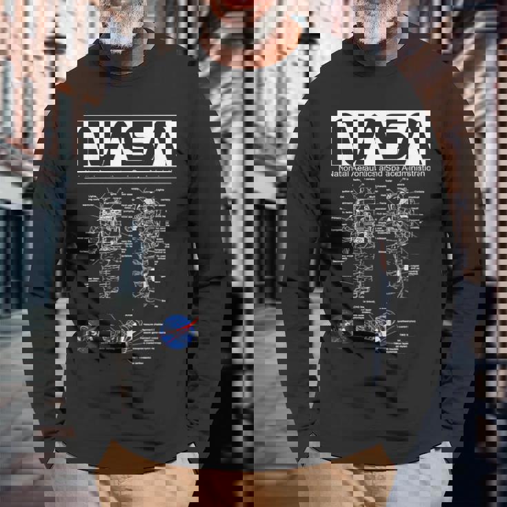 Nasa宇宙飛行士服の概略図 長袖Tシャツ 高齢者への贈り物