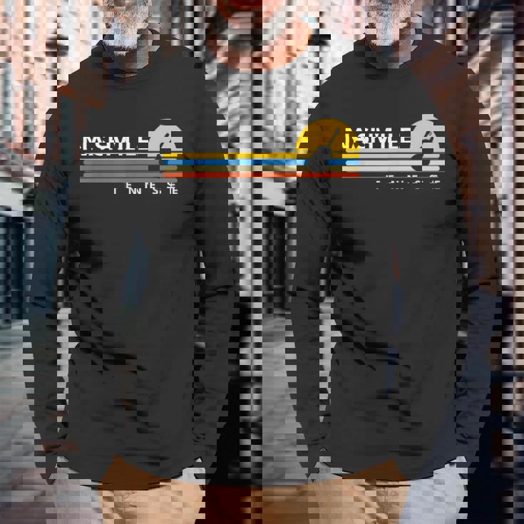 Nashville Tn Tennessee Guitarintage Retroouvenirs 長袖Tシャツ 高齢者への贈り物