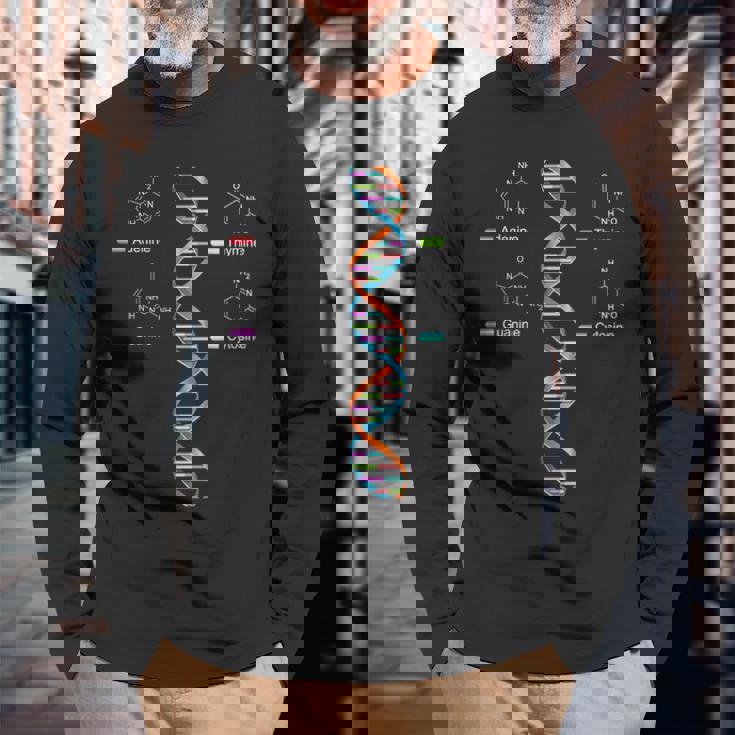 Nerdy Dna Helix 遺伝学 進化 生物学 科学教師 長袖Tシャツ 高齢者への贈り物