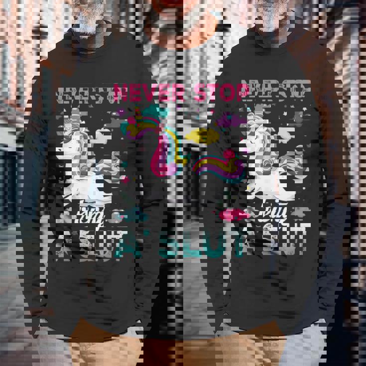 Nevertop Being Alut ユニコーン 面白い 大人 ユーモア 格言 長袖Tシャツ 高齢者への贈り物