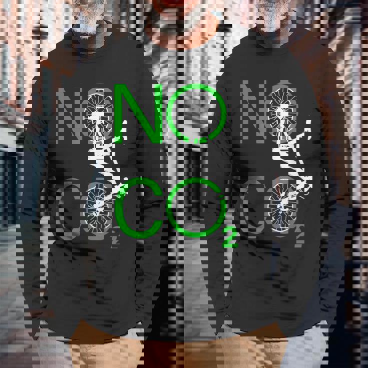 No Co2 サイクリング 気候変動対策 グリーンエネルギー Mtb 長袖Tシャツ 高齢者への贈り物