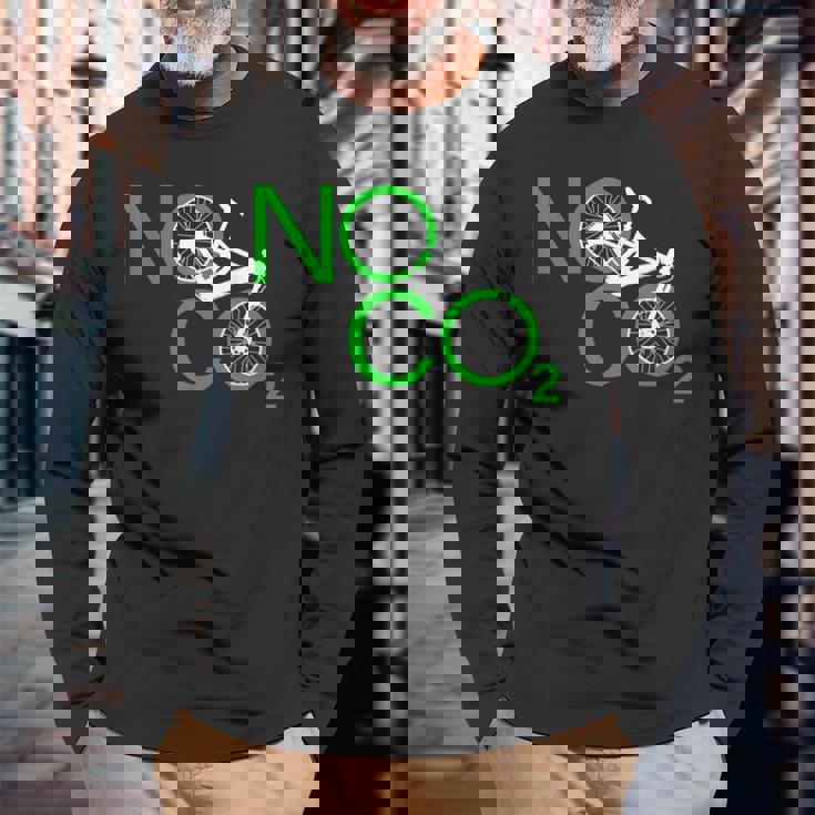 No Co2 サイクリング 気候変動対策 グリーンエネルギー Mtb 長袖Tシャツ 高齢者への贈り物