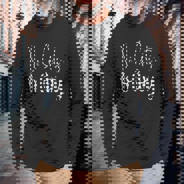 No Guts No Glory ジム ハッスル 成功 モチベーションアップ 長袖Tシャツ 高齢者への贈り物