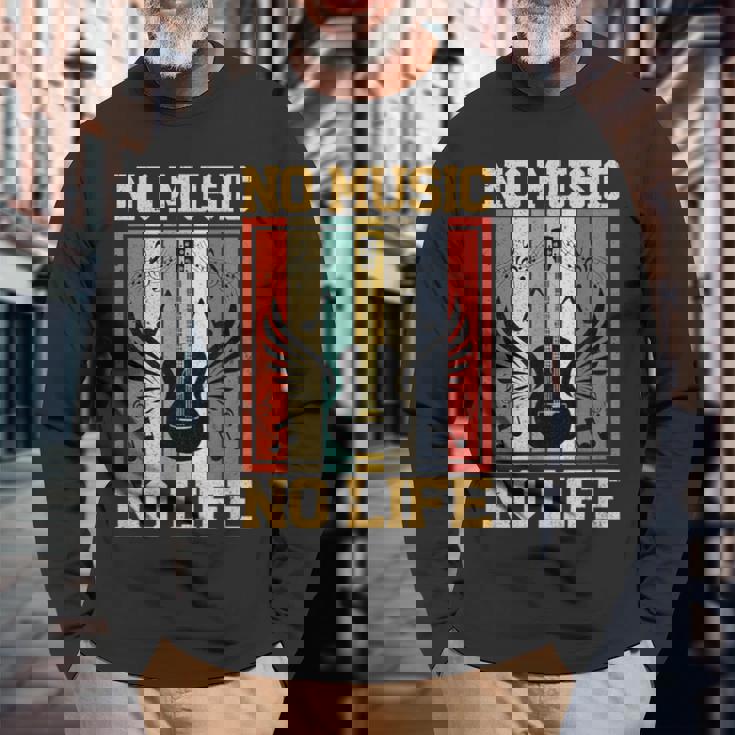 No Music No Life 音符ミュージシャン 長袖Tシャツ 高齢者への贈り物