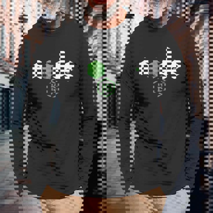 NodeJs ポケットtシャツ Javascript開発者向け 長袖Tシャツ 高齢者への贈り物