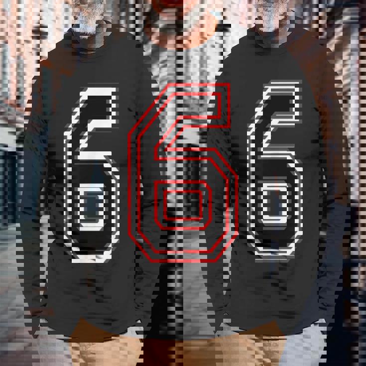 Number Numero 6 6番 長袖Tシャツ 高齢者への贈り物