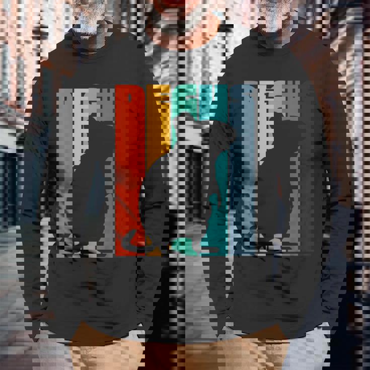 Octodon Degus 格言 ヴィンテージ シルエット レトロ デグ 長袖Tシャツ 高齢者への贈り物