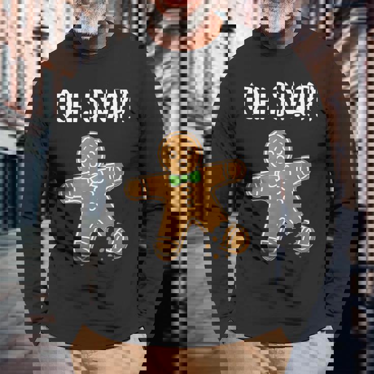 Ohnap ジンジャーブレッドマン クッキー 骨折脚 面白い 長袖Tシャツ 高齢者への贈り物