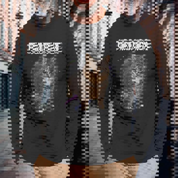 Oiiaoiia 猫 スピニング 猫 ミーム ファニー トレンディ キャット ミーム 長袖Tシャツ 高齢者への贈り物