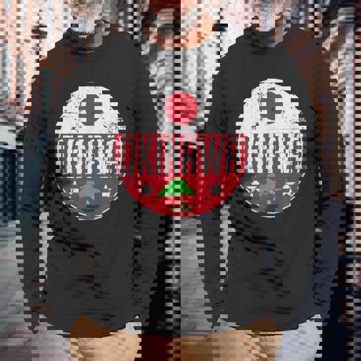 Okinawa Japanintage Flag Bonsai Tree Karateouvenir 長袖Tシャツ 高齢者への贈り物