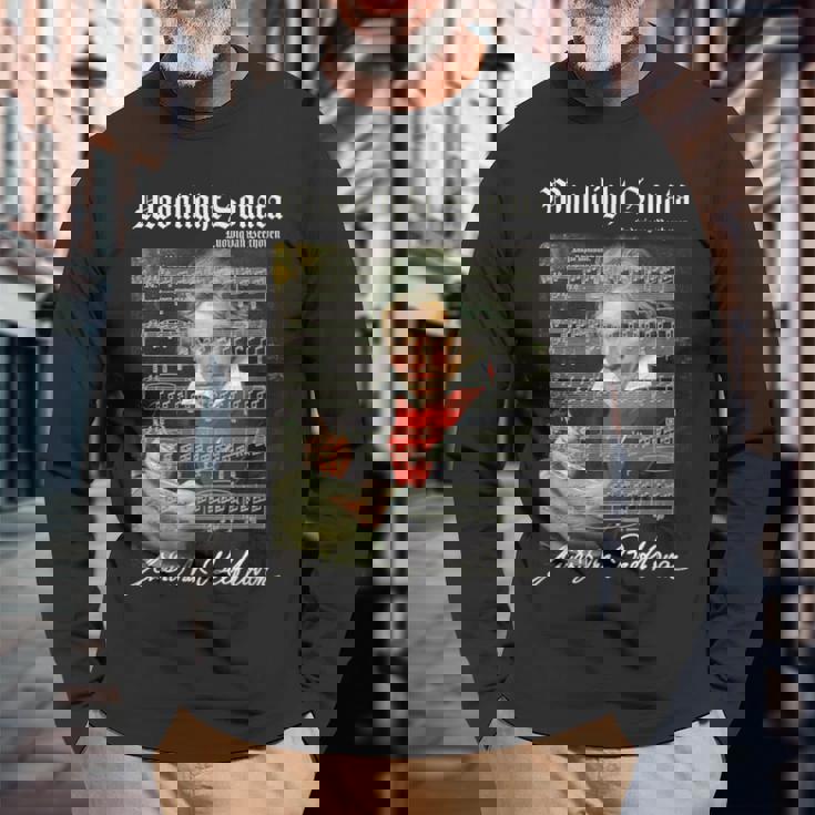 Op。 27ソナタ楽譜スコアベートーベン愛好家の肖像画 長袖Tシャツ 高齢者への贈り物