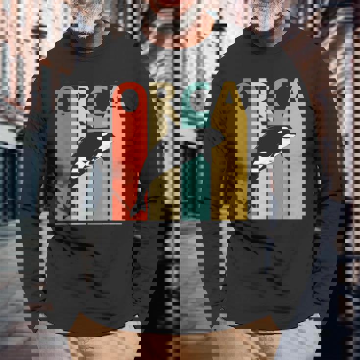 Orca シャチ 動物 長袖Tシャツ 高齢者への贈り物