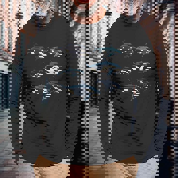 Orcas Killer Whale Pod Group グラフィック 長袖Tシャツ 高齢者への贈り物