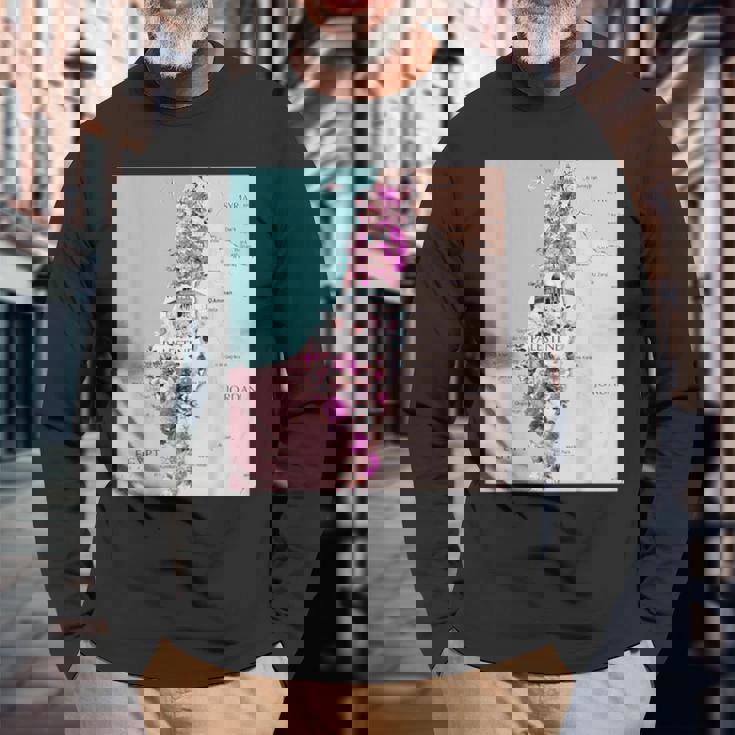 Palestine Map Palestinians Map 長袖Tシャツ 高齢者への贈り物