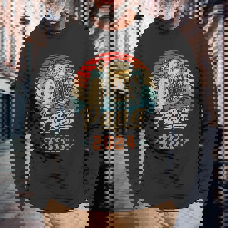 Papa 2024 年のパパ 初めての父の日 若いパパ 新しいパパ 長袖Tシャツ 高齢者への贈り物