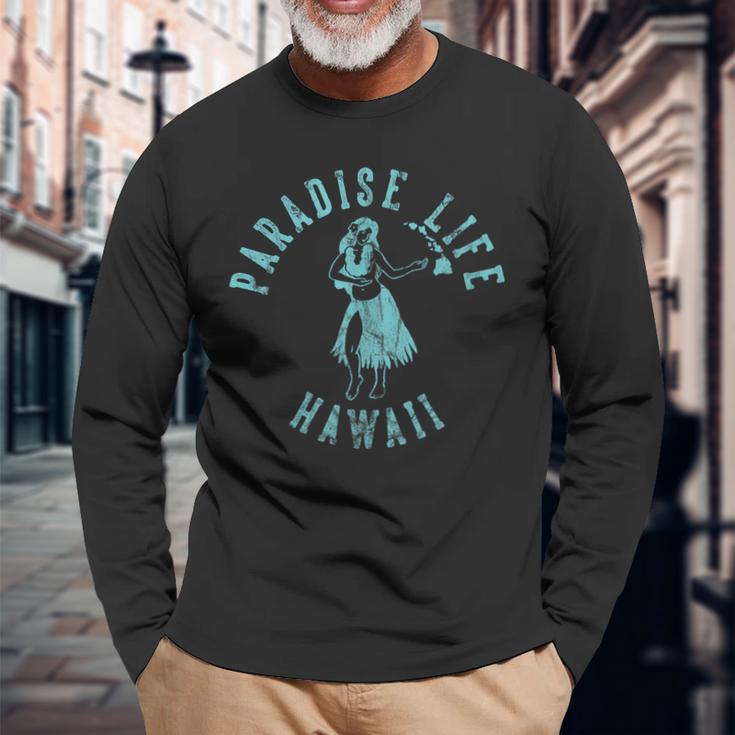 Paradise Life ハワイアロハフラガール ヴィンテージスタイル 長袖Tシャツ 高齢者への贈り物