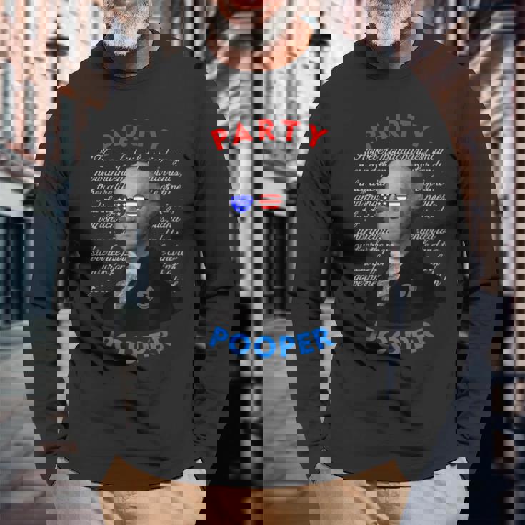 Party Pooper 面白い独立無党派投票者 7月4日 長袖Tシャツ 高齢者への贈り物