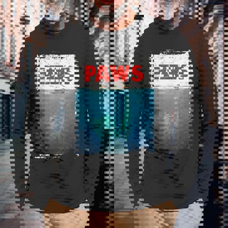 Paws 猫 子猫 ニャーパロディー おもしろ猫好き 長袖Tシャツ 高齢者への贈り物