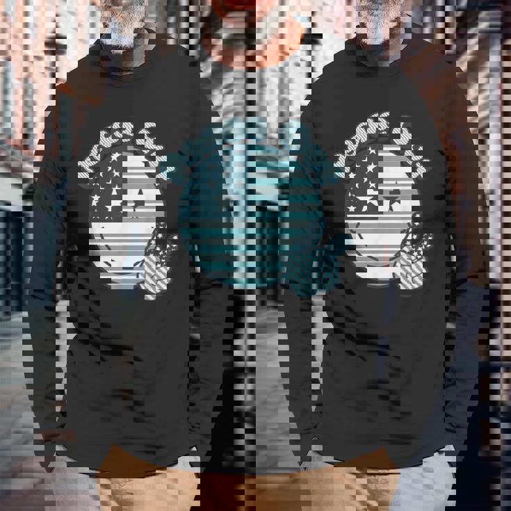 Peace Out 星条旗 ピースサイン 男女 色あせ 長袖Tシャツ 高齢者への贈り物