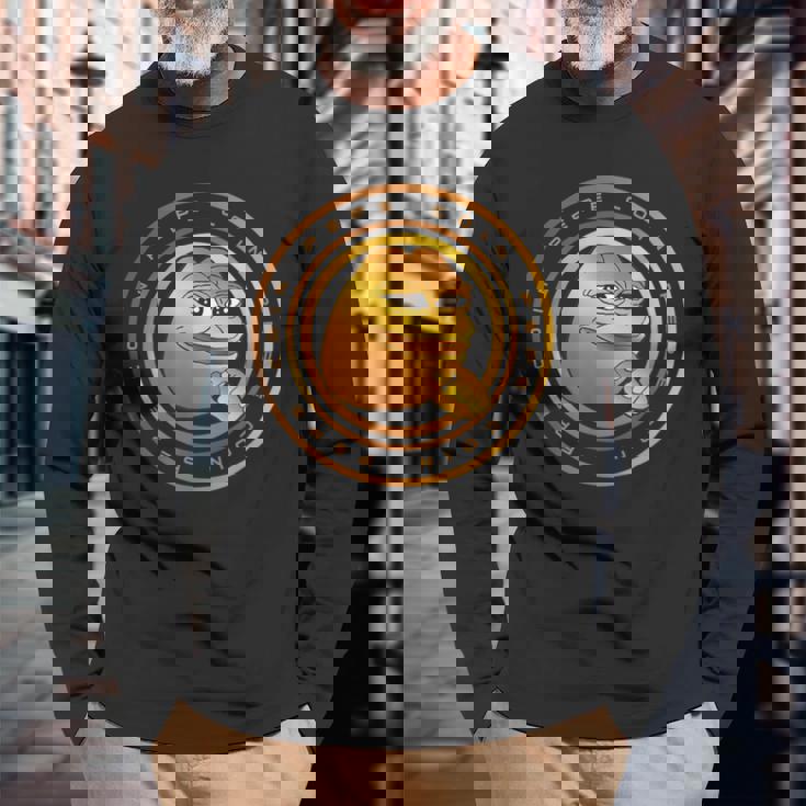 Pepe コイン 暗号通貨 Pepe デジタルミーム トレーダー トークン 長袖Tシャツ 高齢者への贈り物