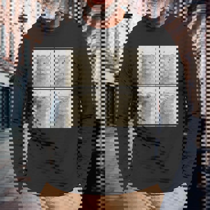 Photobooth おもしろ動物ネズミヴィンテージ自撮り写真撮影 長袖Tシャツ 高齢者への贈り物