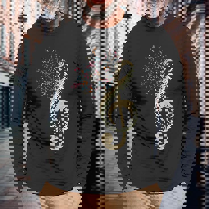 Pianist クラシカル楽器 ト音記号キーボード ピアノ 長袖Tシャツ 高齢者への贈り物