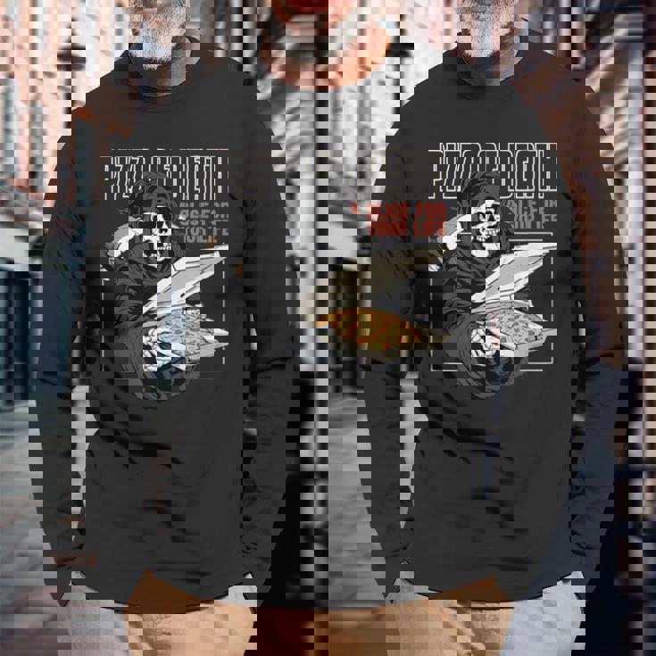 Pizza Of Death Pie Till I Die Grim Reaper Pizza Love 長袖Tシャツ 高齢者への贈り物