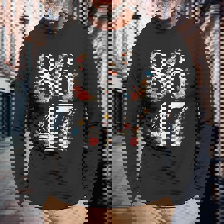 Political 8647 フローラル アンチトランプ 長袖Tシャツ 高齢者への贈り物