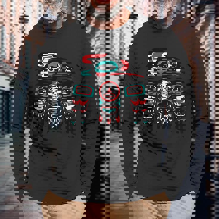 Raven ネイティブアメリカン プライド ハイダ トリンギット トーテム 長袖Tシャツ 高齢者への贈り物