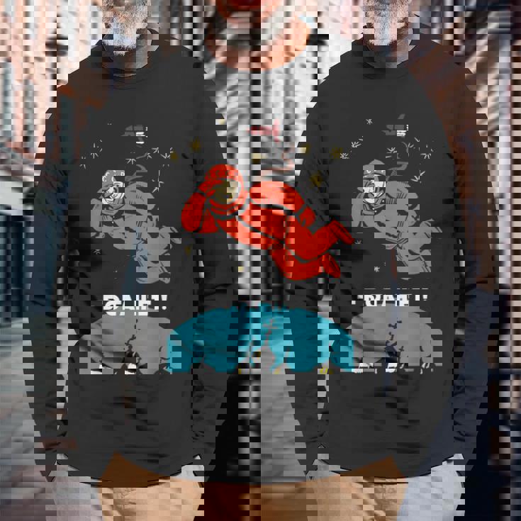 There's No God レトロ 無神論者 ユーリ ガガーリン スペース 長袖Tシャツ 高齢者への贈り物