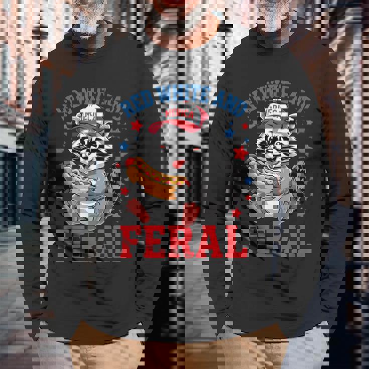 Red And Feral 4Th Of July ユーモア キッズ アメリカ 長袖Tシャツ 高齢者への贈り物