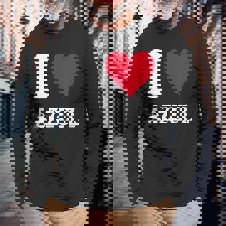 Red Heart I Love Azul 長袖Tシャツ 高齢者への贈り物