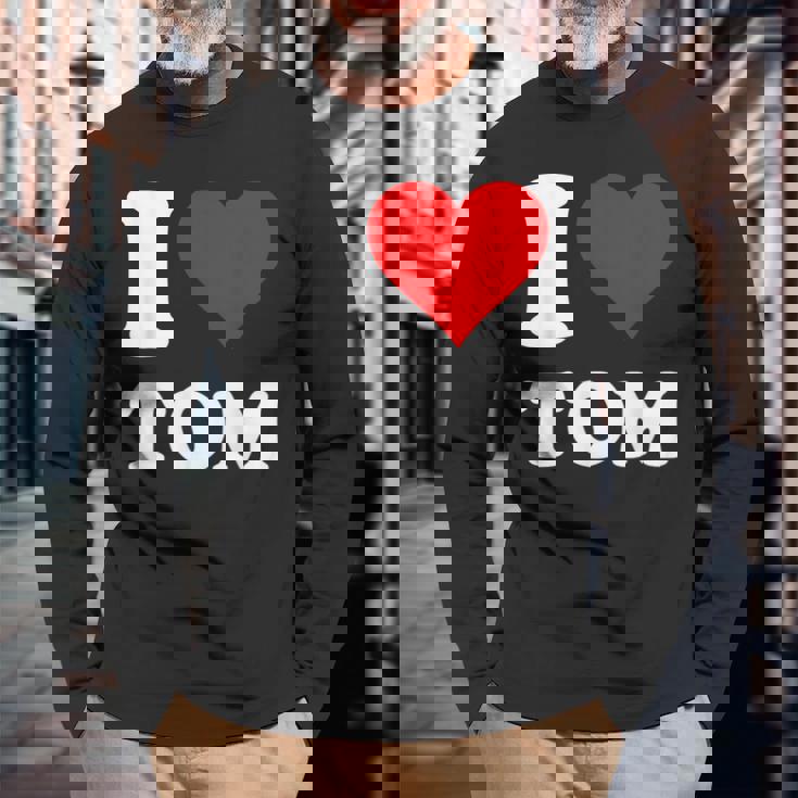 Red Heart I Love Tom 長袖Tシャツ 高齢者への贈り物