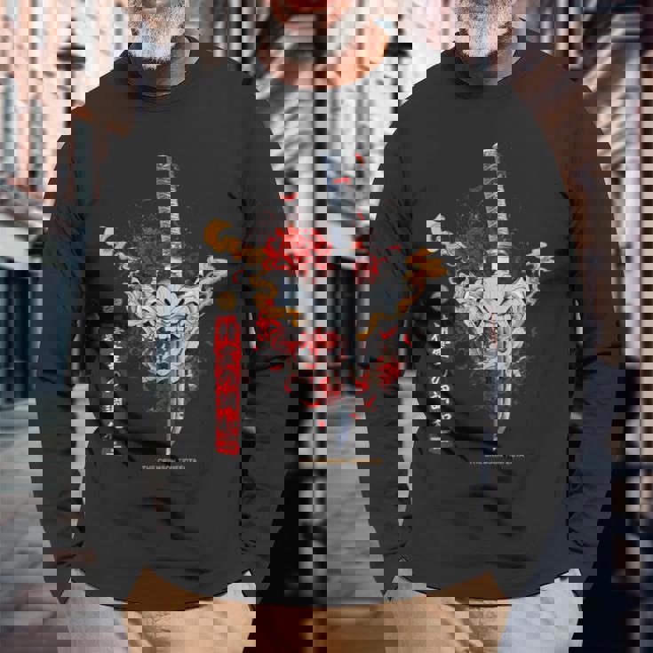 Redpider Lily And Japanese Anime Retro Oniamurai Mask 長袖Tシャツ 高齢者への贈り物