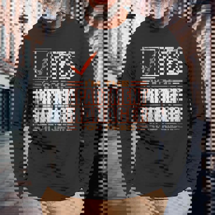 Retro Profession I'm The Apartment Manager 長袖Tシャツ 高齢者への贈り物