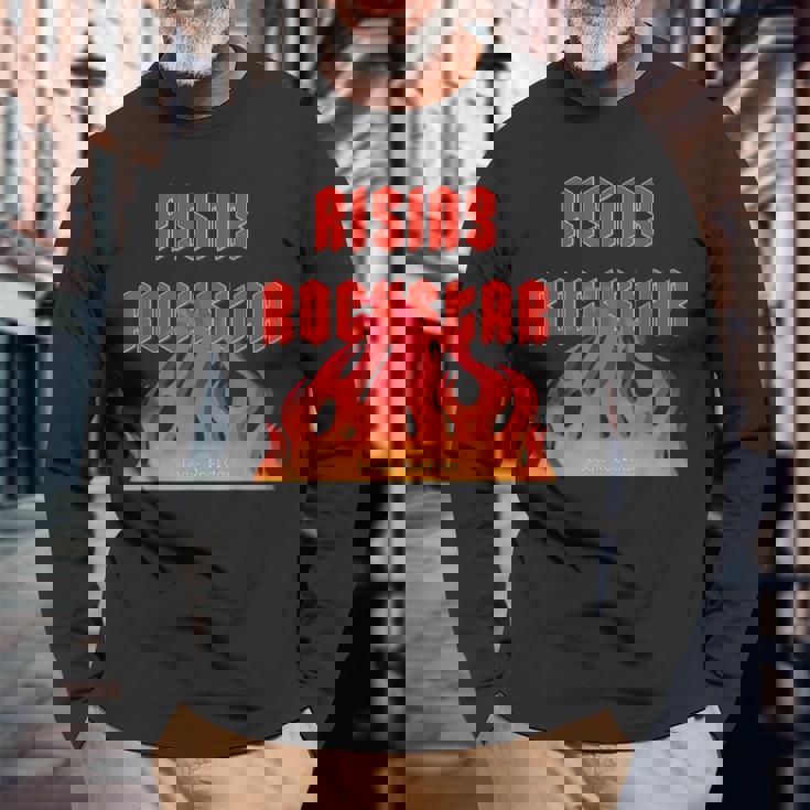 Rising Rockstar Fire Rocker Music Fun ロジックロックスター フェスティバル 長袖Tシャツ 高齢者への贈り物