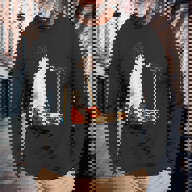 Rocker Old Rookie Original Illustration Bandman Rock 長袖Tシャツ 高齢者への贈り物