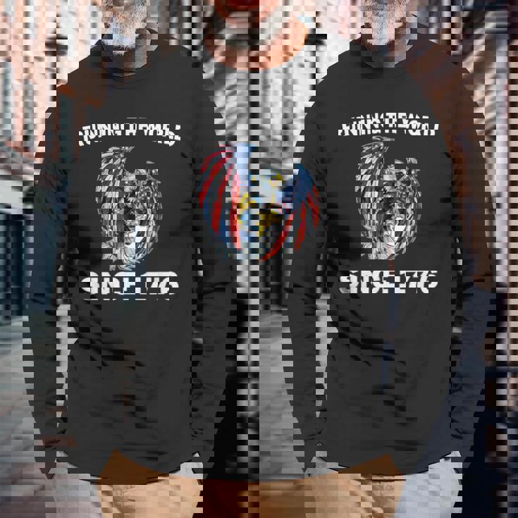 Running The Worldince 1776 アメリカンイーグル アメリカ国旗 長袖Tシャツ 高齢者への贈り物