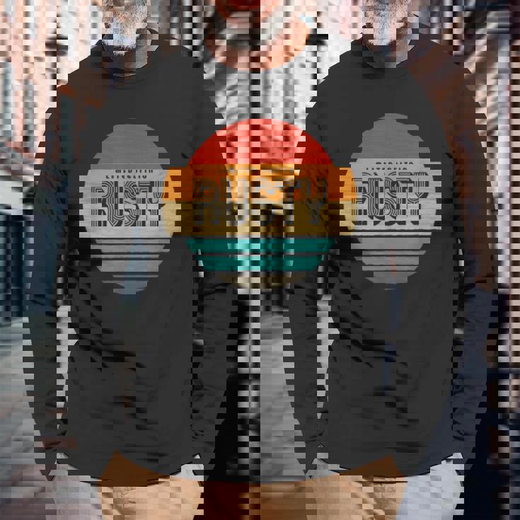 Rusty 名称 レトロ・ヴィンテージ・サンセット 限定版 長袖Tシャツ 高齢者への贈り物