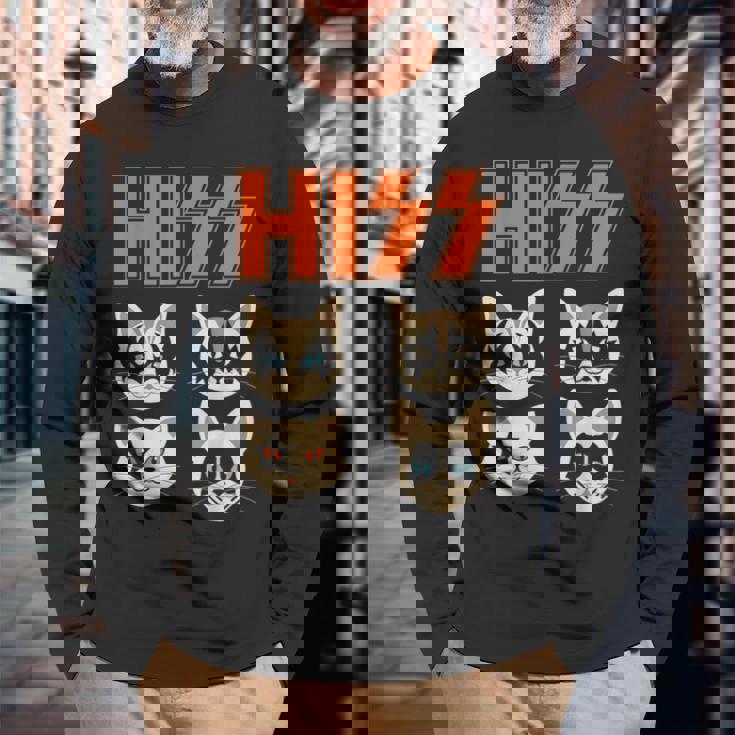 Hiss Cats ネコ Kittens ロックバンド Rock Rockin 長袖Tシャツ 高齢者への贈り物
