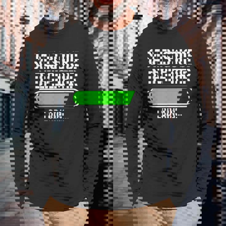 Salesforce開発者 卒業 卒業生 新しい仕事を読み込んでいます 長袖Tシャツ 高齢者への贈り物