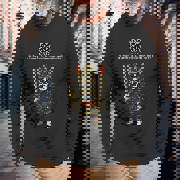 Samurai Cat Project Cat-Samurai Marimaru 長袖Tシャツ 高齢者への贈り物