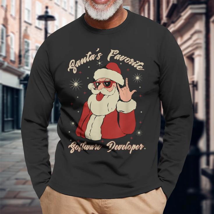 Santa's Favorite ソフトウェア開発者 面白いクリスマスサンタ 長袖Tシャツ 高齢者への贈り物